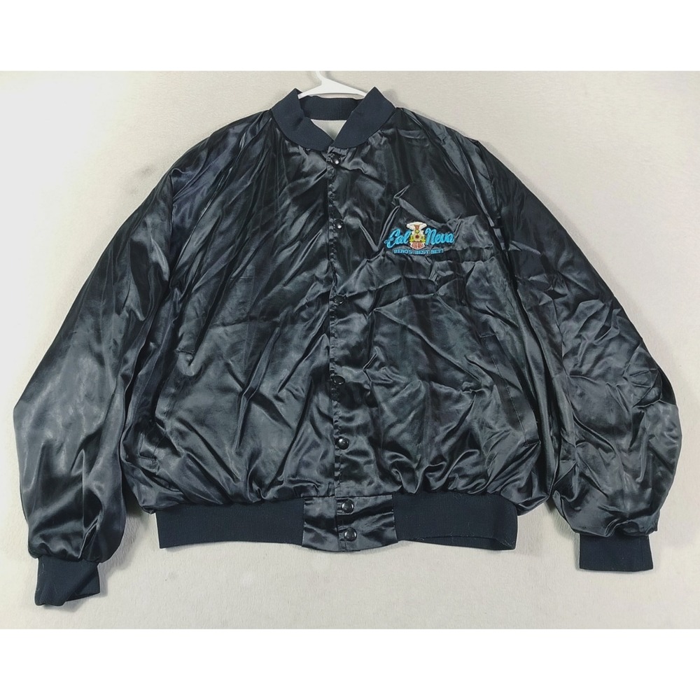 Vintage WestArk Club Cal Neva Casino Satin Bomber Jacket Mens 3XL Black USA Reno